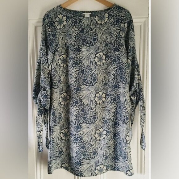William Morris & Co X H&M Women's Blue Ivory Floral Print Tunic Dress size 8 EUC - Picture 8 of 8
